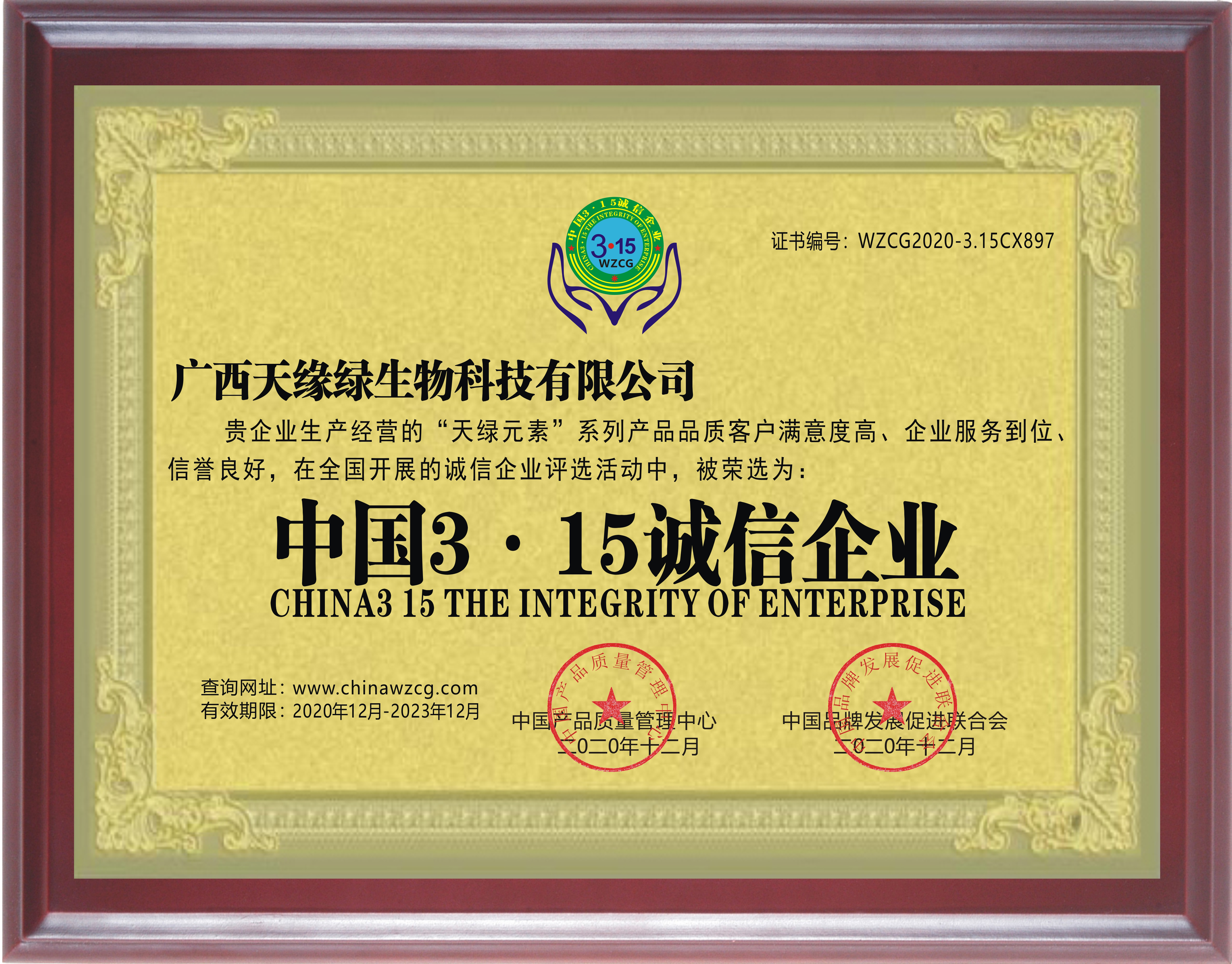2020年-天緣綠集團榮譽